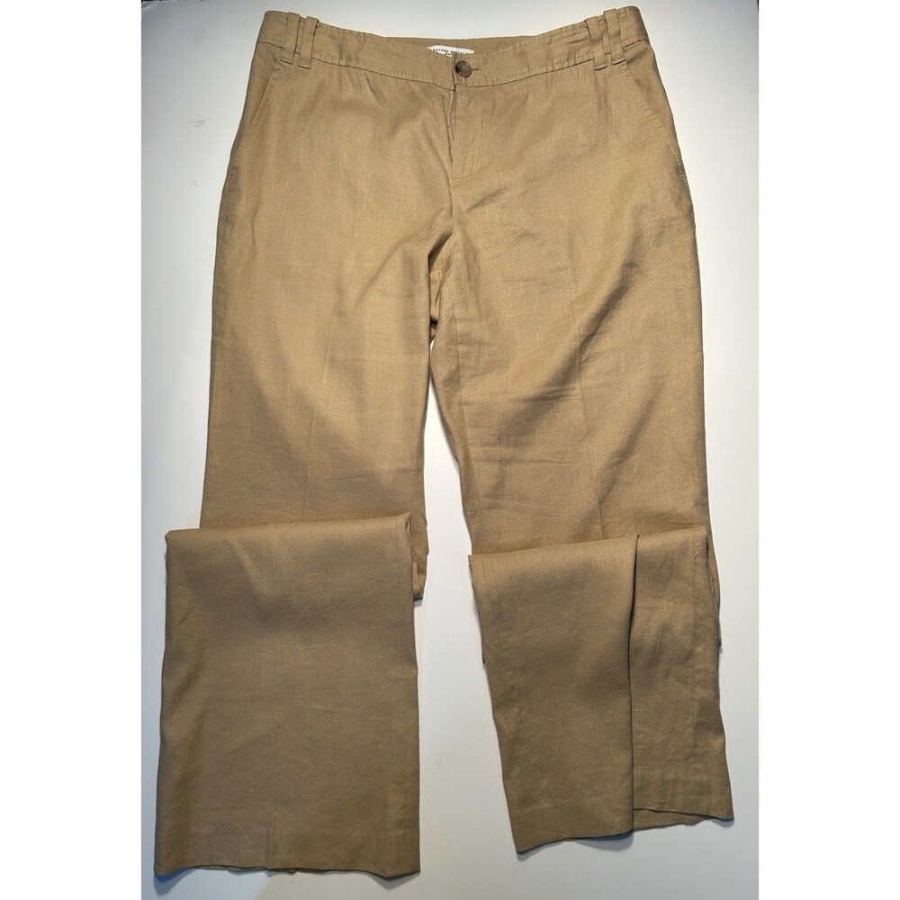 Banana Republic Women’s Linen Blend Martin Fit Pants Size 14 L Beige Tan 35X35
